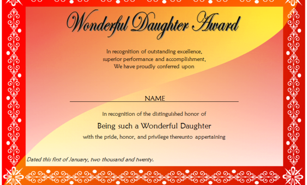 free printable best daughter certificate, best daughter in the world certificate, best daughter award certificate, world's best daughter certificates free, worlds best daughter certificate