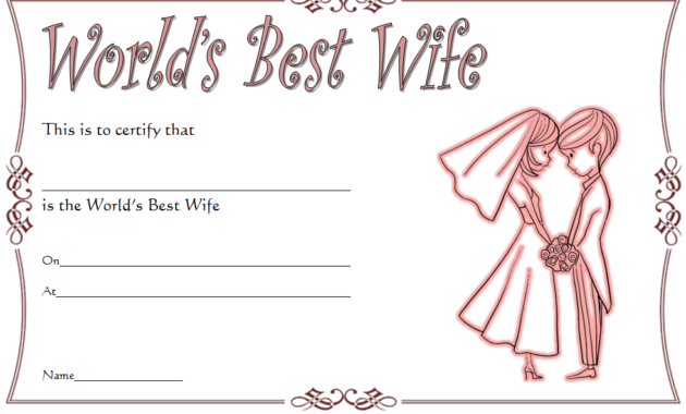 world's best wife certificate template, best wife award certificate, best wife in the world certificate, best wife certificate online