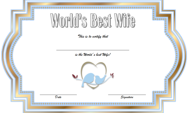 world's best wife certificate template, best wife award certificate, best wife in the world certificate, best wife certificate online