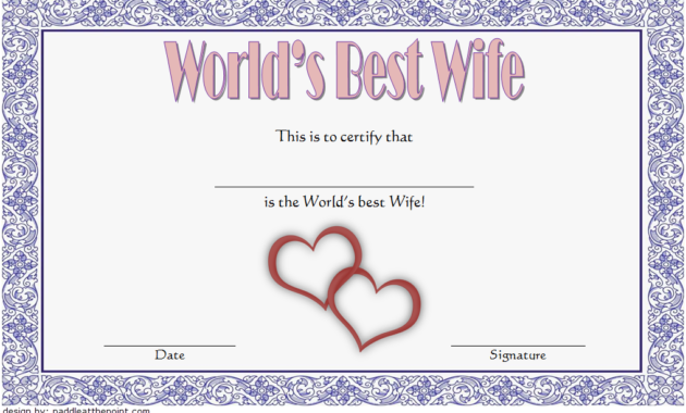 world's best wife certificate template, best wife award certificate, best wife in the world certificate, best wife certificate online