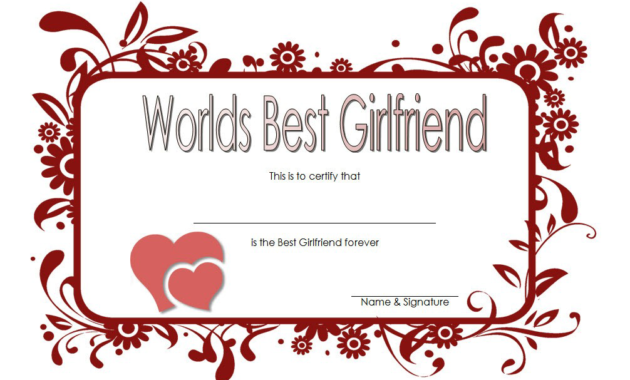 best girlfriend certificate template, best girlfriend certificate printable, best girlfriend award certificate template, best girlfriend in the world certificate