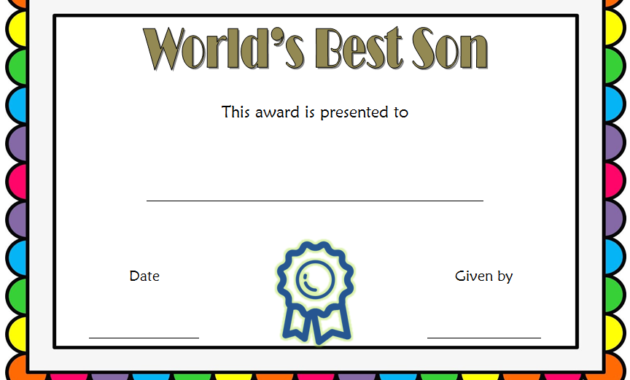 world's best son certificate, best son award certificate, best son ever certificate, printable best son certificate