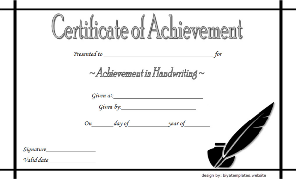 Best Handwriting Certificate of Achievement Template Free 2 | Two ...