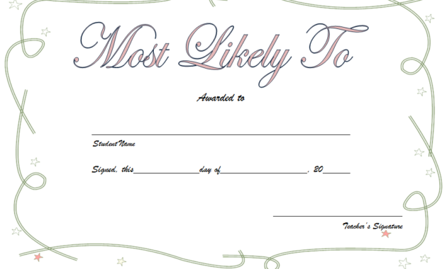 most likely to certificate template, most likely to certificate ideas, most likely to succeed certificate, most likely to succeed award template, best award certificate template