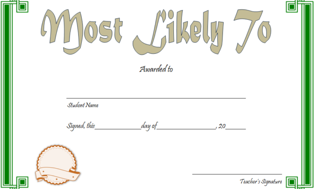most likely to certificate template, most likely to certificate ideas, most likely to succeed certificate, most likely to succeed award template, best award certificate template