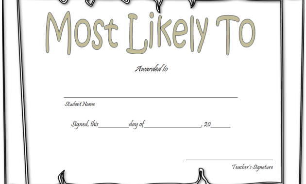 most likely to certificate template, most likely to certificate ideas, most likely to succeed certificate, most likely to succeed award template, best award certificate template
