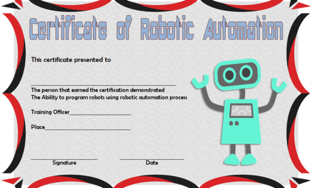 robotics certificate template, certificate in robotics, robotics engineering certificate, robotics technician certificate, robotics club certificate