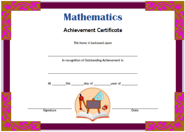 Math Achievement Certificate Template Free Download 01 | Two Package ...