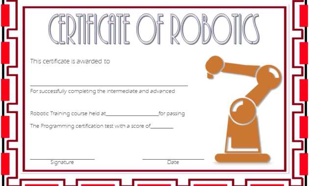robotics certificate template, certificate in robotics, robotics engineering certificate, robotics technician certificate, robotics club certificate