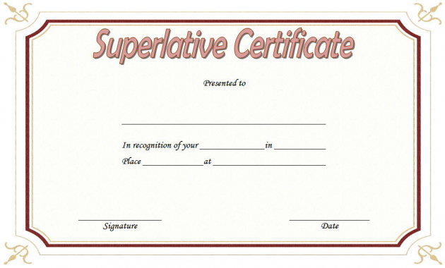 superlative certificate template word, free superlative certificate template, superlative award templates free, senior superlative certificate