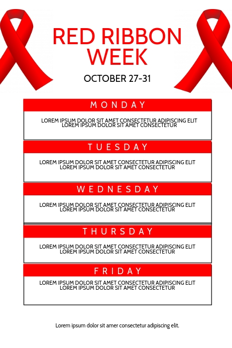 red ribbon week flyer template, red ribbon week flyer editable template, red ribbon week poster contest, red ribbon week posters