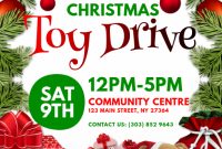 Toy Drive Flyer Template Free Design (2nd Christmas Holiday Idea)