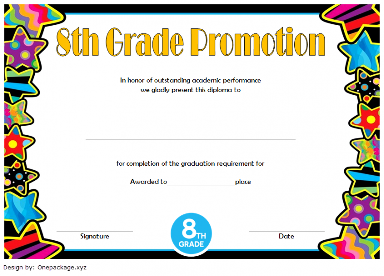 Free 8th Grade Promotion Certificate Template (6+ Recent Designs)