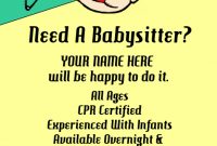 Babysitter Wanted Flyer Template Free Download (2nd Adorable Design)