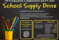 Back to School Supply Drive Flyer Template Free Design (4th Best Option)