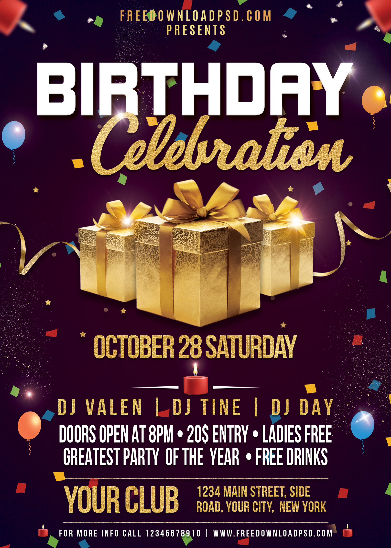 birthday poster psd template free download