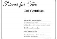 Free Dinner for Two Gift Certificate Template (3rd Main Idea)
