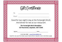 Free Dinner for Two Gift Certificate Template (4th Main Idea)