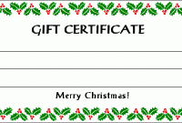 Printable Christmas Gift Certificate Template Free (3rd Simple Design)