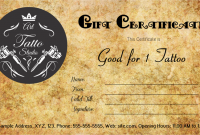 Printable Tattoo Gift Certificate Template Free (2nd Design Idea)