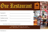 Restaurant Gift Certificate Template for Word Free (2nd Main Design)