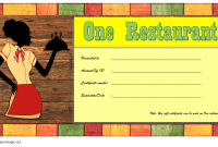 Restaurant Gift Certificate Template for Word Free (4th Main Design)