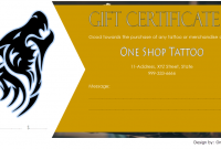Tattoo Shop Gift Certificate Template Free Printable (2nd Version)