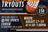 Basketball Tryout Flyer Template Free (4th Wonderful Design)
