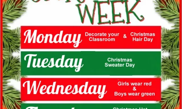 christmas spirit week flyer template, holiday spirit week flyer template, editable virtual spirit week flyer, school spirit week flyer, school spirit week poster ideas, editable spirit week flyer