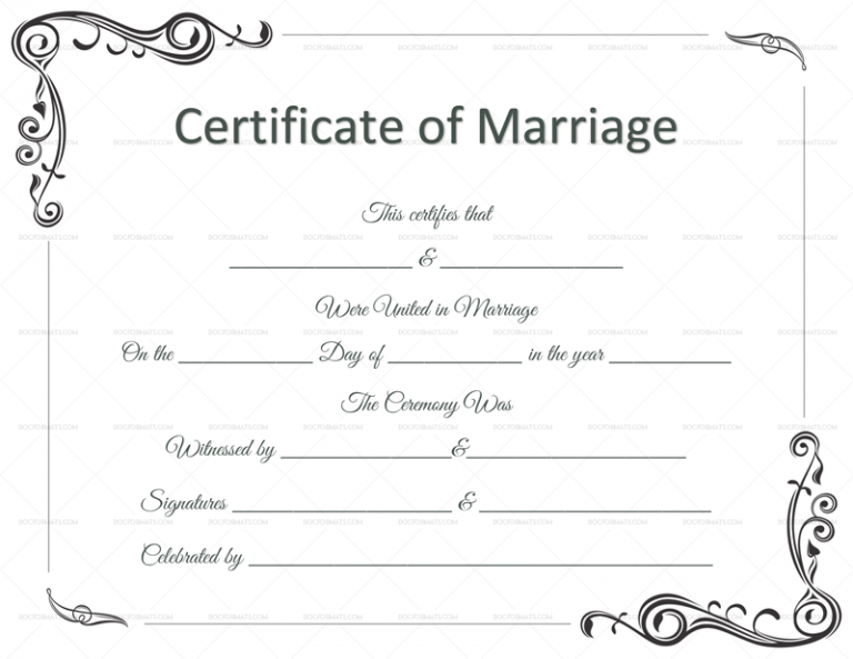 11+ Printable Marriage Certificate Template Free Designs