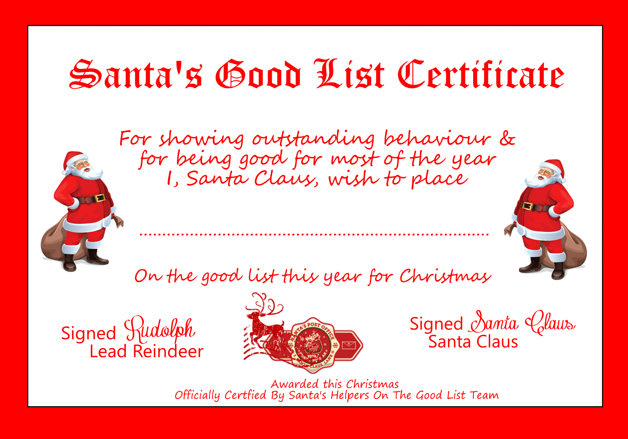 8+ LATEST Santa's Nice List Certificate Template Free Ideas