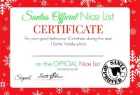 Santa’s Nice List Certificate Template Free (2nd Official Design)