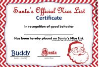 Santa’s Nice List Certificate Template Free (3rd Official Design)