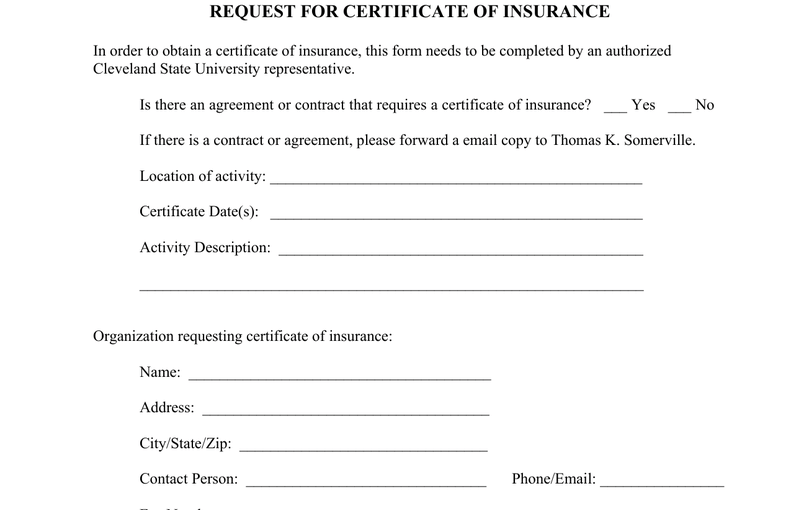 Sample Certificate of Insurance Request Form Free (9+ OFFICIAL Choices)
