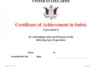 Army Certificate of Achievement Template for Word Free (2nd Printable Format)