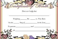 Baby Doll Birth Certificate Printable Free (2nd MS Word Format)