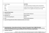 Certificate of Conformance Blank Form Template Free (1st Printable Format)