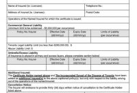 Certificate of Insurance Request Form Template Free (1st Printable Format)