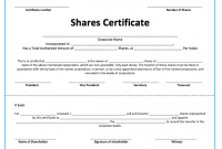 Certificate of Shares of Stock Sample Free (3rd Word Format)