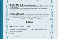 Corporate Stock Certificate Forms Free Download (1st Main Format)