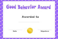 Free Good Behavior Certificate Template (2nd PDF Format)