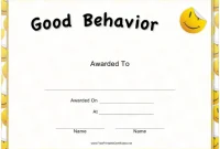 Free Printable Good Behavior Certificate Template Free (2nd Funny Design)