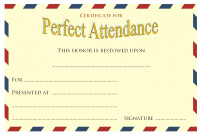 Free Printable Perfect Attendance Award Certificate (1st Amazing Design)