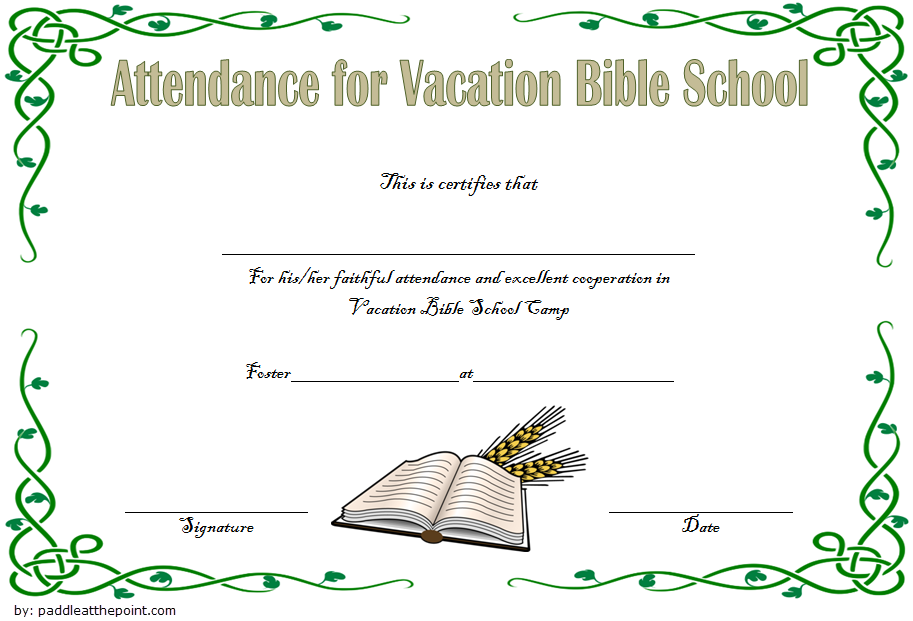 Free Printable Vacation Bible School Attendance Certificates (1st 