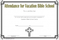 Free Printable Vacation Bible School Attendance Certificates (2nd Religious Design)