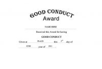 Good Conduct Award Certificate Template Free (2nd Adorable Design)