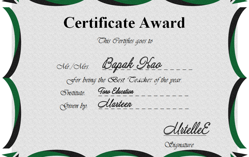 Outstanding Teacher Award Certificate Template Free (10+ Authentic Designs)