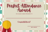 Perfect Attendance Award Template Free Printable (3rd Word Format)