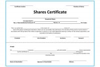 Share Certificate Template Excel Free (1st Printable Format)