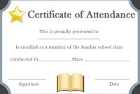 Sunday School Perfect Attendance Certificate Template Free (1st Printable Format)